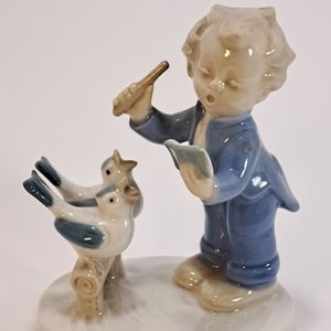 Gerold Porzellan West Germany Vintage Porcelain Figurine Boy Conducting Birds